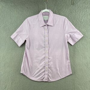 The Shirt by Rochelle Behrens Purple Short Sleeve Button Down Blouse L Cotton